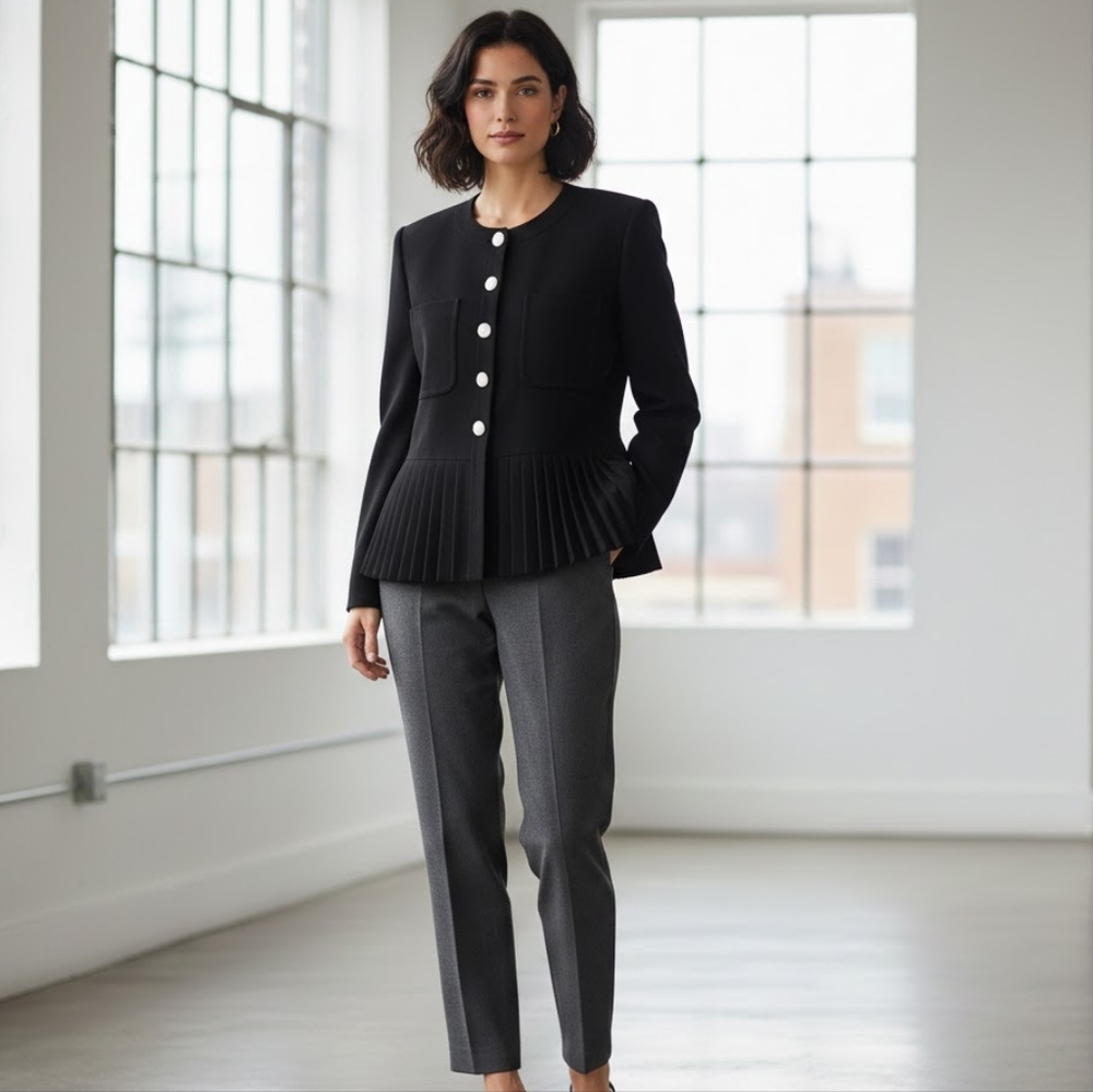 Vintage Miss V Valentino Pleated Hem Jacket Size 12